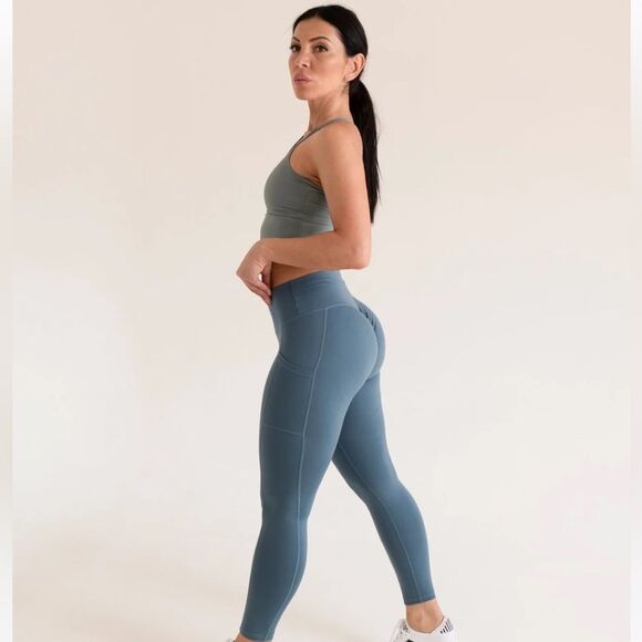 Pro-Fit Basic High Waist Tummy Control Butt Lifting Legging in MAUVE PINK - Picture 4 of 10
